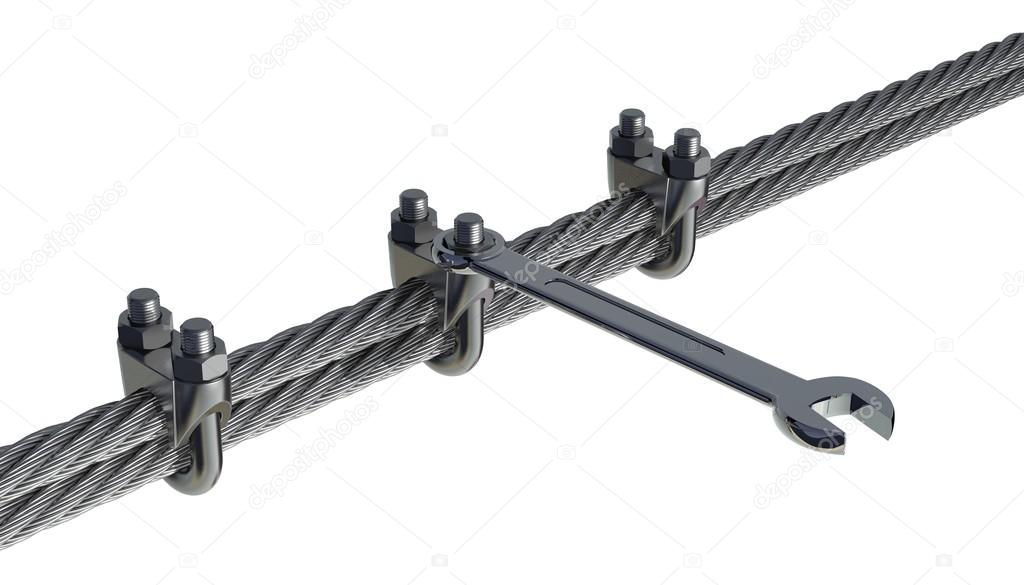Tighten the nut on the end of the rope