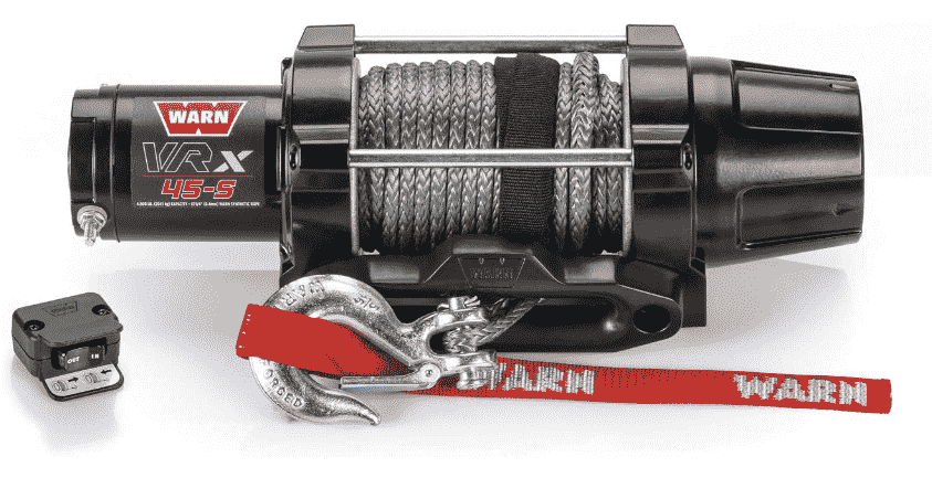 3- WARN 101040 VRX 45-S Powersports Winch with Handlebar Mounted Switch and Synthetic Rope