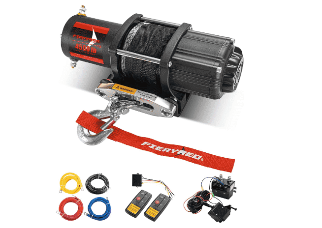 FIERYRED 12V Electric ATV UTV Winch with Synthetic Rope